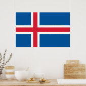 Ingelijste print met Vlag van IJsland (Keuken)