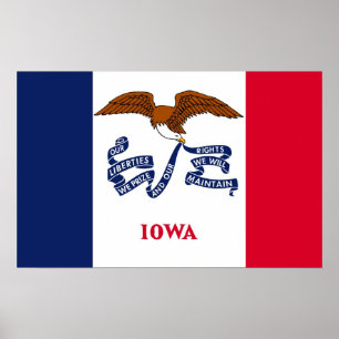 Ingelijste print met vlag van Iowa, U.S.A.