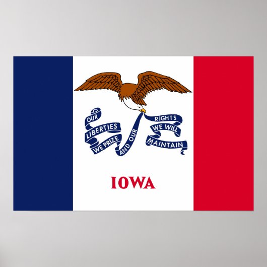 Ingelijste print met vlag van Iowa, U.S.A. (Voorkant)