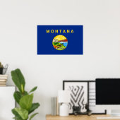 Ingelijste print met vlag van Montana, U.S.A. (Thuiskantoor)