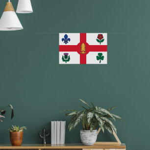 Ingelijste print met vlag van Montreal, Canada