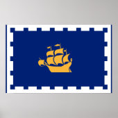 Ingelijste print met vlag van Quebec City, Canada (Voorkant)