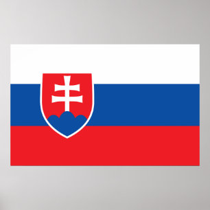 Ingelijste print met Vlag van Slowakije