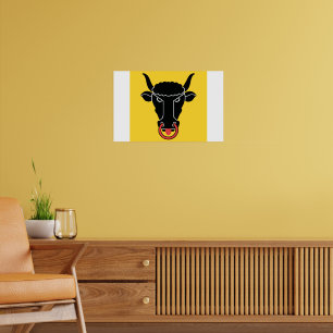 Ingelijste print met vlag van Uri, Zwitserland