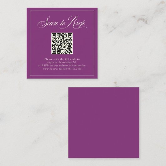 Ingelijste pruim Italiaanse elegantie | RSVP met Q Informatiekaartje (Voorkant / Achterkant)