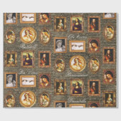 Ingelijste Renaissance Art Gallery Antiek Script Cadeaupapier (Vlak)