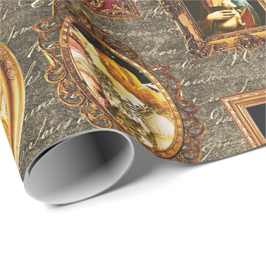 Ingelijste Renaissance Art Gallery Antiek Script Cadeaupapier (Rol Hoek)