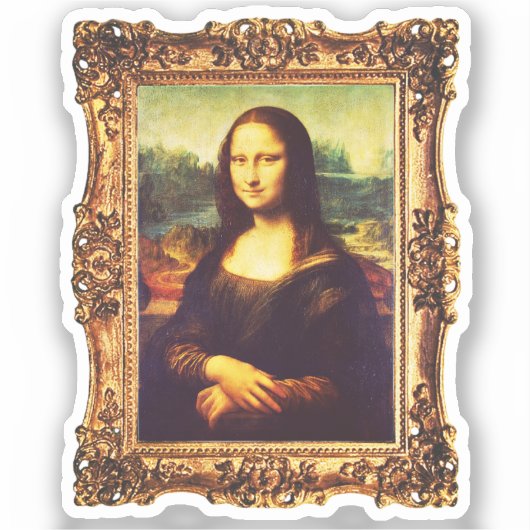 Ingelijste Renaissance Kunst: Mona Lisa door Da Vi Sticker (Voorkant)