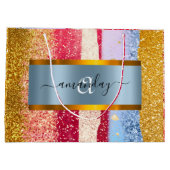 Ingelijste Royal Monogram Gouden Glitter Roze VIP Groot Cadeauzakje (Achterkant)