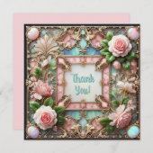  ingelijste Rozen Bedankt Korting Kaart (Voorkant / Achterkant)