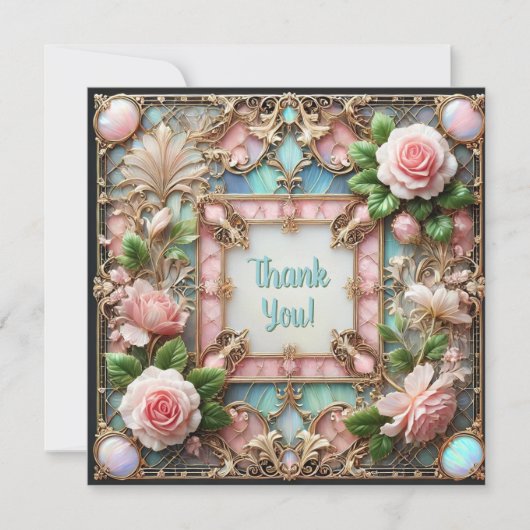  ingelijste Rozen Bedankt Korting Kaart (Voorkant)