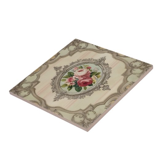ingelijste Rozen Tegeltje (Zijkant)