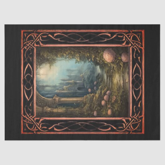 Ingelijste Schilderachtig Gotische Bloemen Decoupa Tissuepapier (Voorkant)