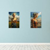 Ingelijste schilderij van een vrouw buiten muurkunst sets (Houten vloer)