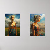 Ingelijste schilderij van een vrouw buiten muurkunst sets (Voorkant)