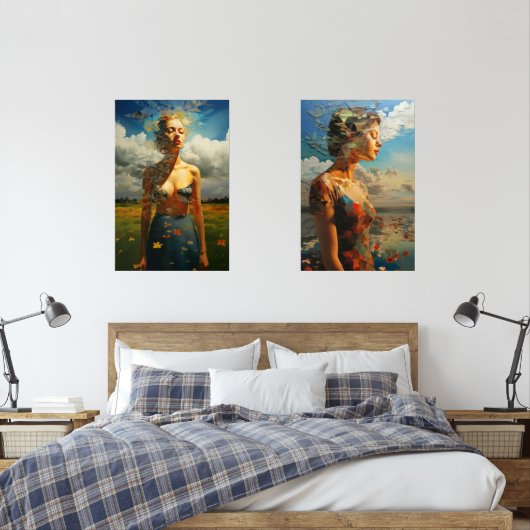 Ingelijste schilderij van een vrouw buiten muurkunst sets (Slaapkamer)