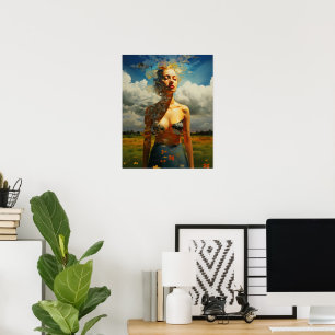Ingelijste schilderij van een vrouw buiten poster