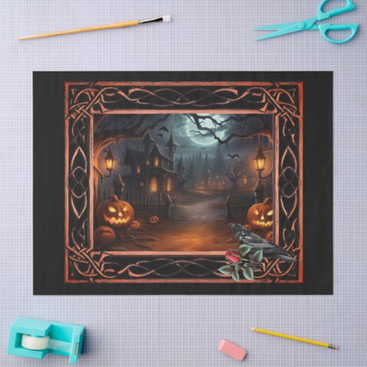 Ingelijste Spooky Halloween Decoupage Tissuepapier (Craft)