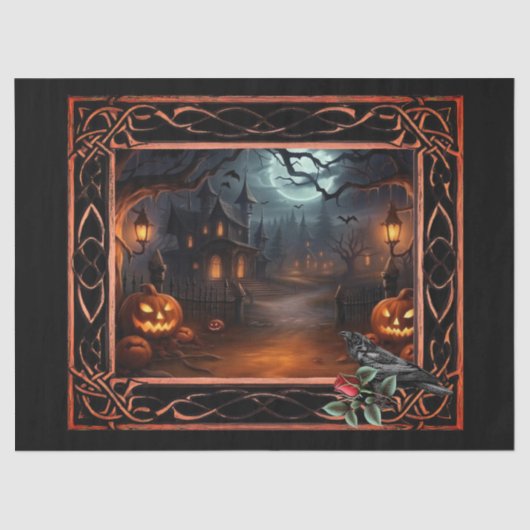 Ingelijste Spooky Halloween Decoupage Tissuepapier (Voorkant)