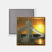 Ingelijste Tower Bridge in Sunshine Magneet (Voorkant / Achterkant)