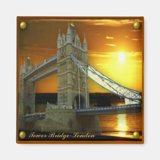 Ingelijste Tower Bridge in Sunshine Magneet (Voorkant)