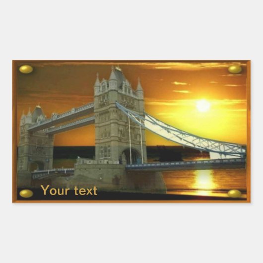 Ingelijste Tower Bridge Sunshine Rechthoekige Sticker (Voorkant)