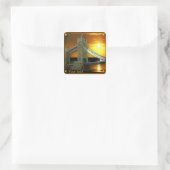 Ingelijste Tower Bridge Sunshine Vierkante Sticker (Tas)