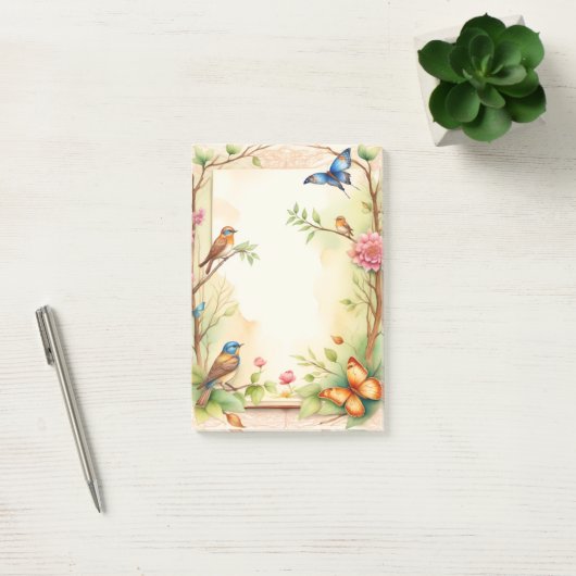 Ingelijste Vogels en Vlinders 2 Post-it® Notes (Kantoor)