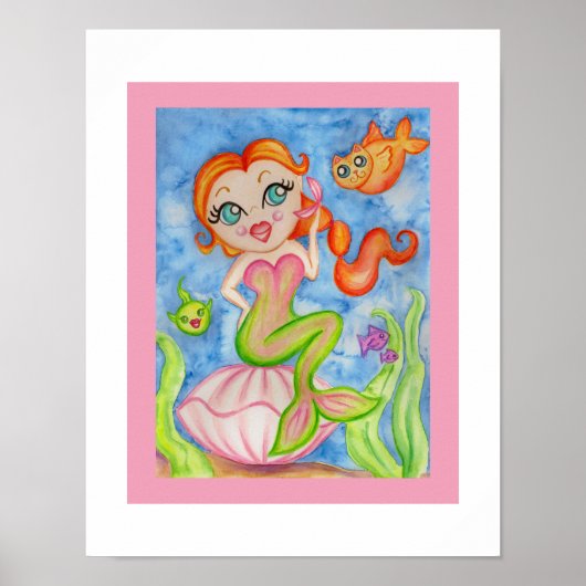 Ingelijste zeemeermin muur kunst print (Voorkant)