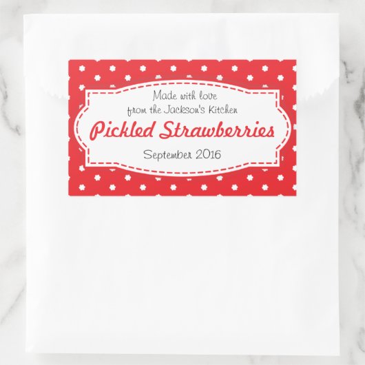 Ingemaakte Aardbei of jam voedseletiket sticker (Tas)