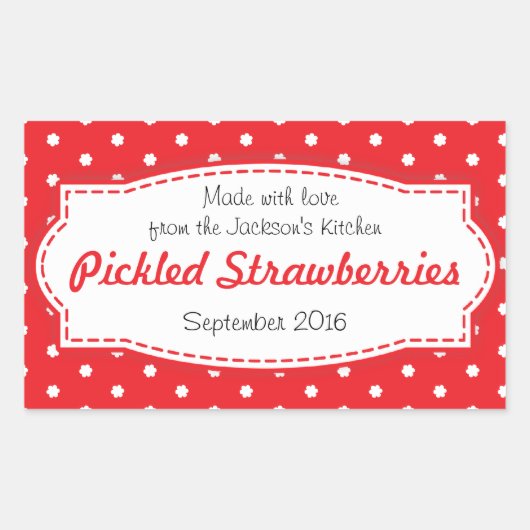 Ingemaakte Aardbei of jam voedseletiket sticker (Voorkant)