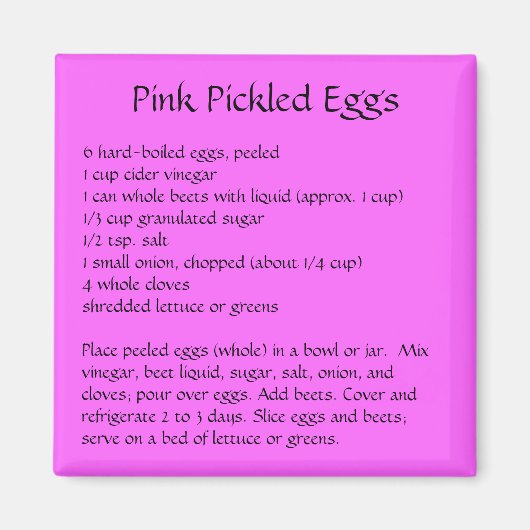 Ingemaakte ei recept op een koelkast magneet (Voorkant)