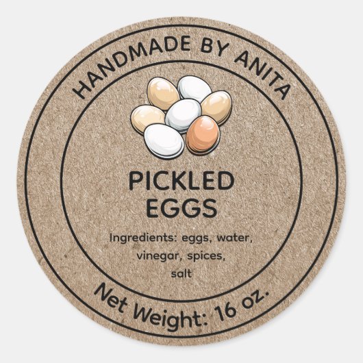 Ingemaakte Eieren Jar Label Kraft Paper Theme Desi (Voorkant)