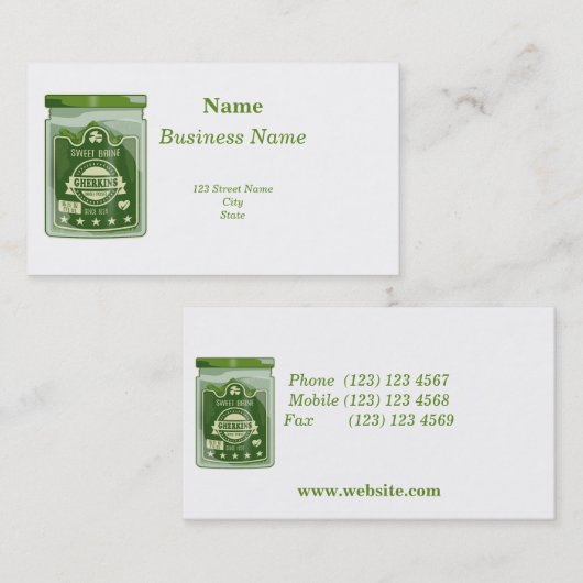Ingemaakte Gherkins Jar Pop Art Visitekaartje (Voorkant / Achterkant)