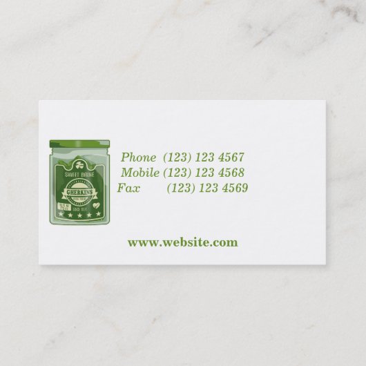 Ingemaakte Gherkins Jar Pop Art Visitekaartje (Achterkant)