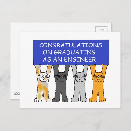 Ingenieur Afstuderen gefeliciteerd Aankondigingskaart (Voorkant / Achterkant)
