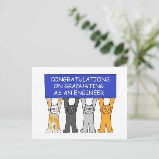 Ingenieur Afstuderen gefeliciteerd Aankondigingskaart (Staand voorkant)