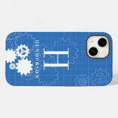 Ingenieur blauwdruk stijl aangepast monogram | Naa Case-Mate iPhone Case (Achterkant (horizontaal))
