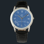 Ingenieur blauwdruk stijl aangepast monogram | Naa Horloge<br><div class="desc">Een aangepaste monogram horloge op maat van de ingenieur.</div>