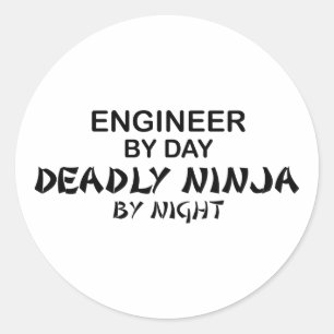 Ingenieur Deadly Ninja bij nacht Ronde Sticker