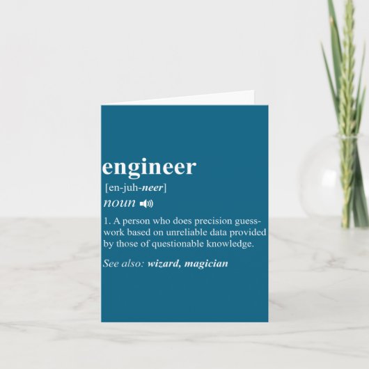 Ingenieur Definitie Grappig Engineering Mechanisch Kaart (Voorkant)