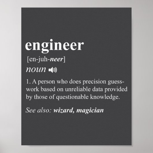 Ingenieur Definitie Grappig Engineering Mechanisch Poster (Voorkant)