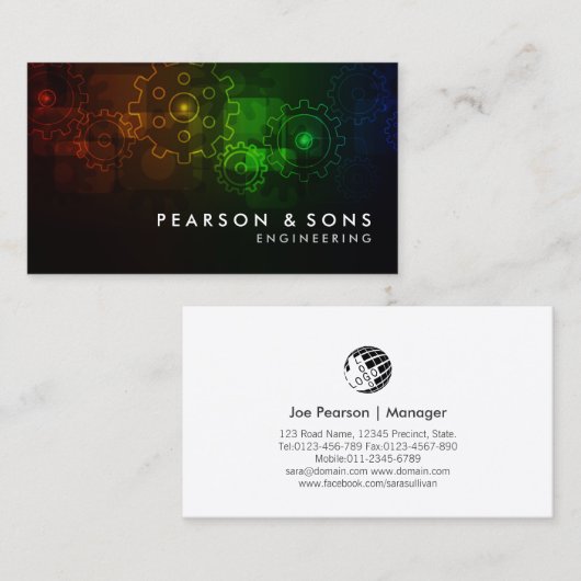 Ingenieur Engineering Abstracte tandwielen Visitekaartje (Voorkant / Achterkant)