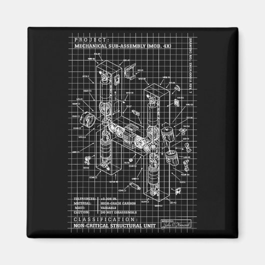 Ingenieur Engineering Monogram Initiaal Catal Lett Magneet (Voorkant)