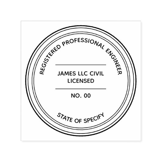 Ingenieur Geregistreerd Beroeps met staat en nr Zelfinktende Stempel (Design)