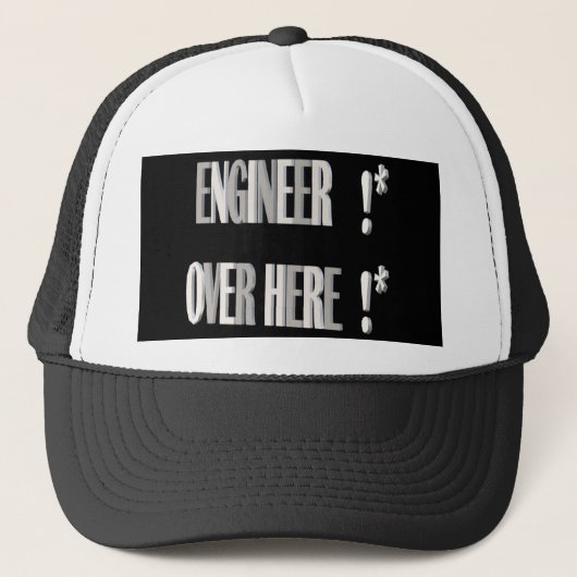Ingenieur hier zwart wit ontwerp trucker pet (Voorkant)
