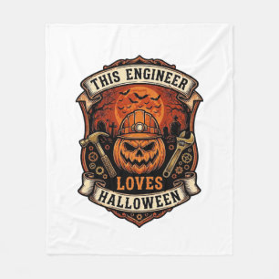 Ingenieur houdt van Halloween Pompoen Harde Hoed H Fleece Deken