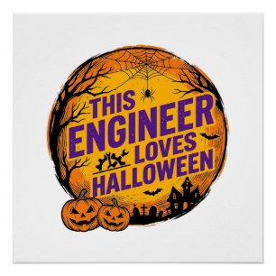 Ingenieur houdt van Halloween Vintage Pompoen Desi Perfect Poster