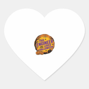 Ingenieur houdt van Halloween Vintage Pompoen Ontw Hart Sticker