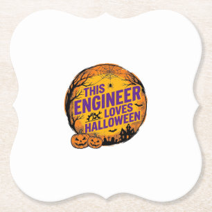 Ingenieur houdt van Halloween Vintage Pompoen Ontw Kartonnen Onderzetters